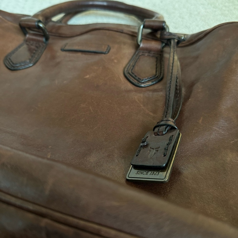 Frye Brown Leather Satchel Bag with Shoulder Strap - Picture 2 of 13